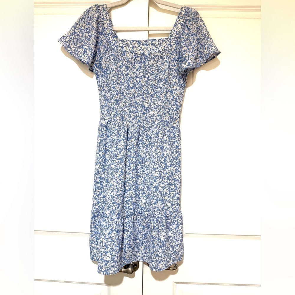 Monteau Los Angeles Blue dress with white daisies sz XS NWOT